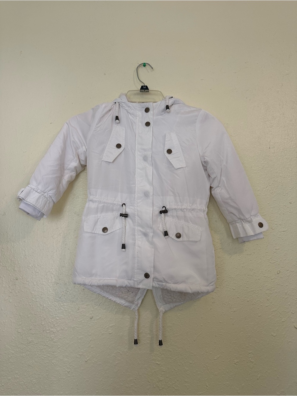 Kids' White Hooded Parka Jacket EUC